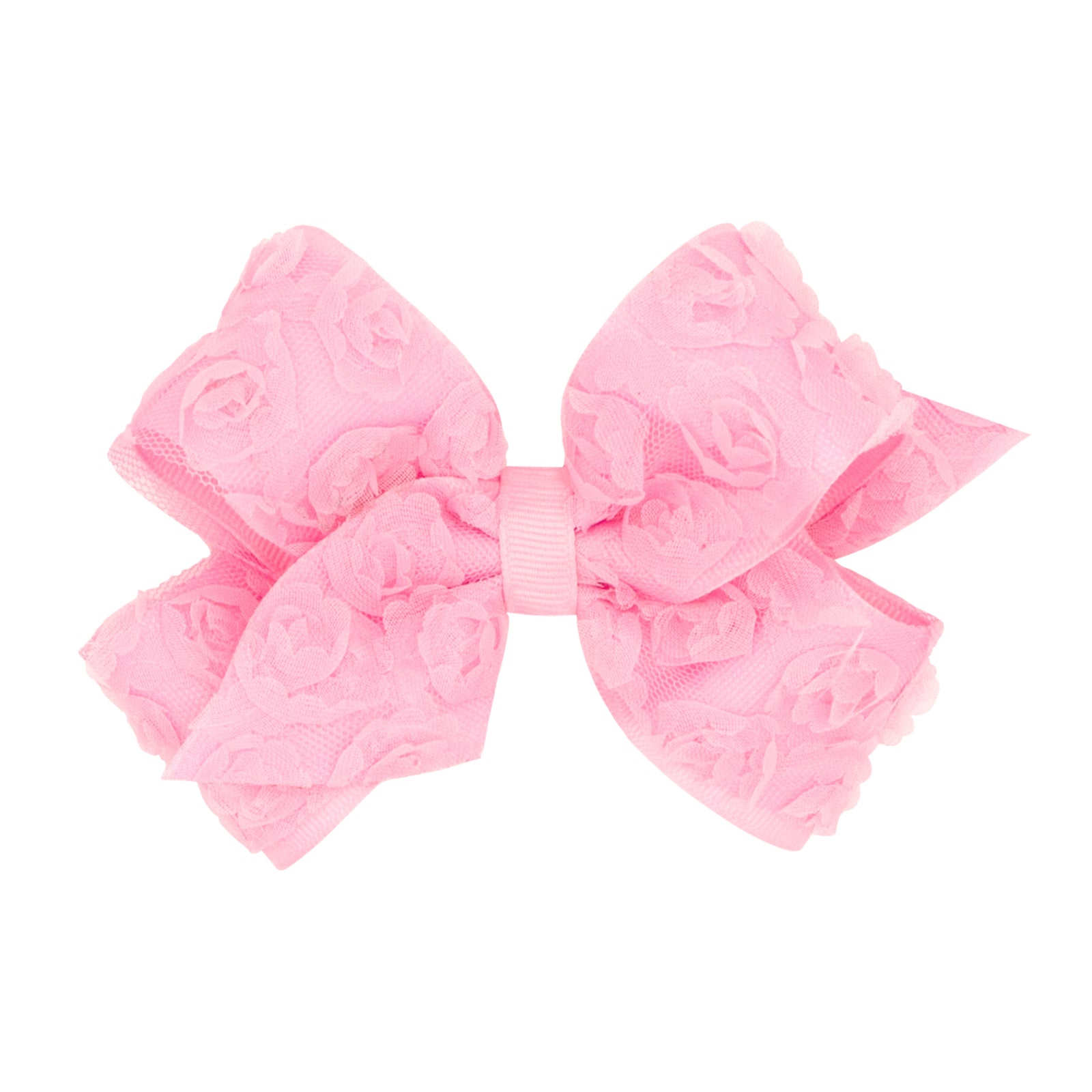 Rose Tulle Overlay Grosgrain Hair Bow | Assorted