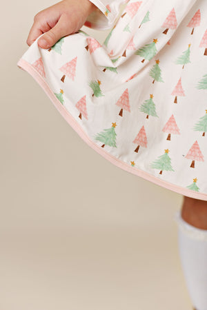 Pink Christmas Trees Twirl Dress