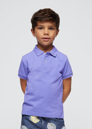 Boys Basic Short Sleeve Pique Polo Shirt | Lilac