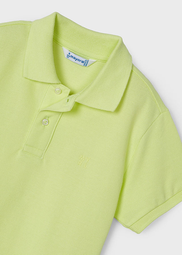 Boys Basic Short Sleeve Pique Polo Shirt | Lime