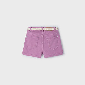 Girls Basic Twill Shorts with Belt | Orchid