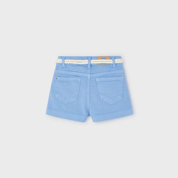 Girls Basic Twill Shorts with Belt | Indigo