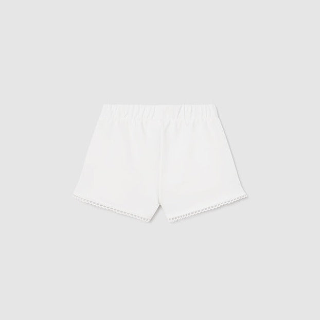 Baby Girl Chenille Pom Shorts | White