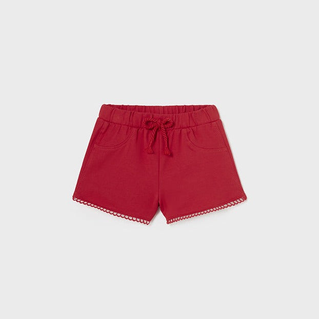 Baby Girl Chenille Pom Shorts | Red