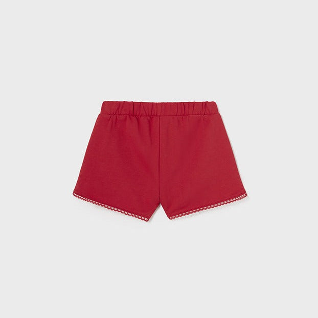 Baby Girl Chenille Pom Shorts | Red