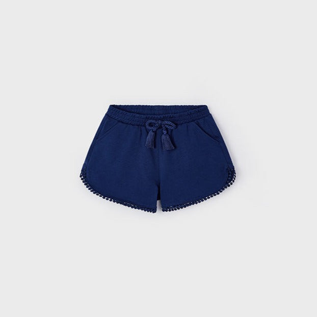 Girls Chenille Pom Shorts | Navy