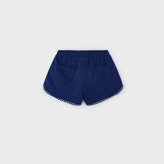 Girls Chenille Pom Shorts | Navy