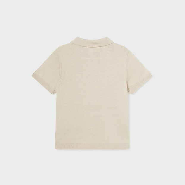 Baby Boy Short Sleeve Knit Polo Shirt | Raffia