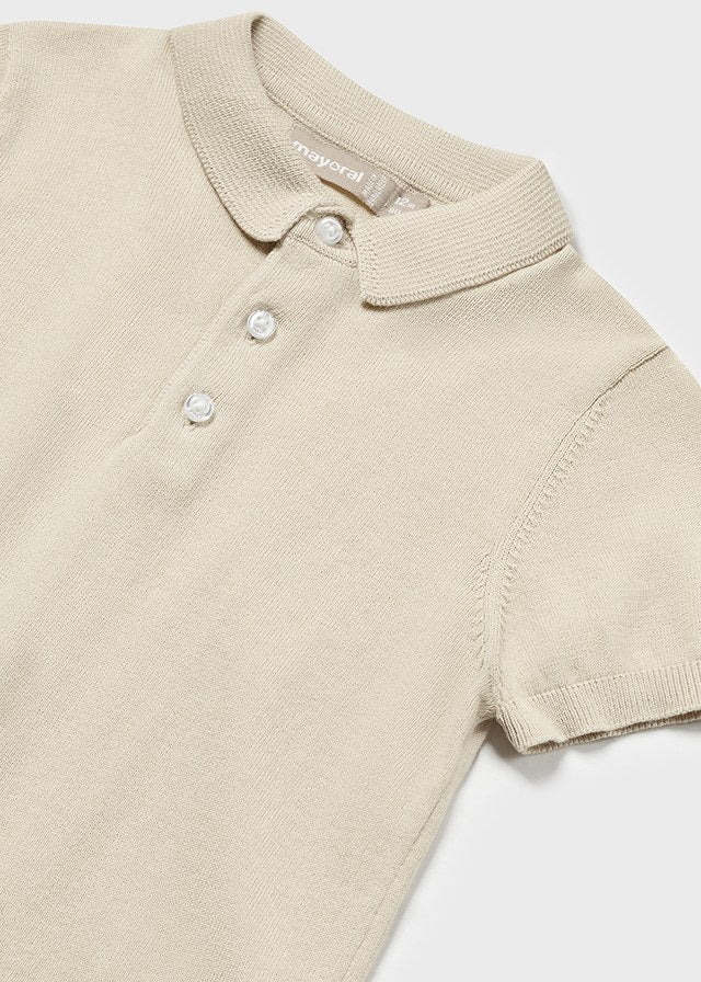 Baby Boy Short Sleeve Knit Polo Shirt | Raffia