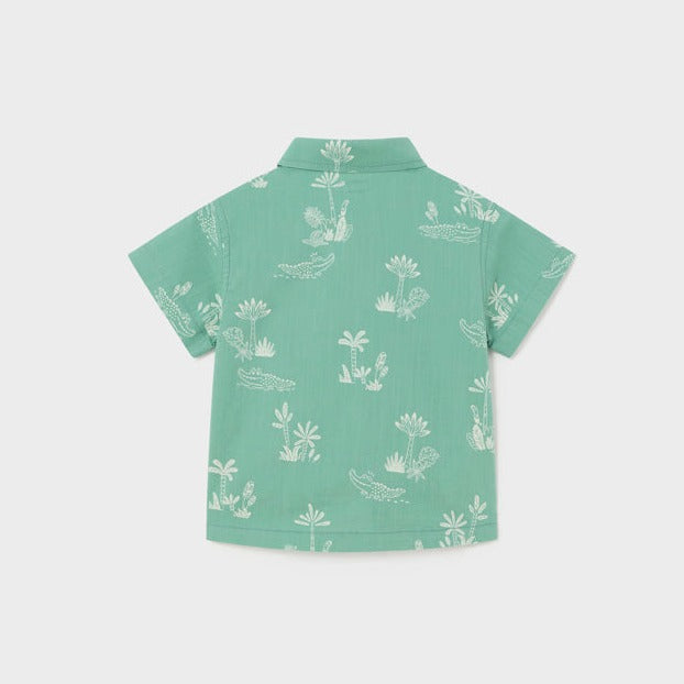 Baby Boy Short Sleeve Print Shirt | Eucalyptus