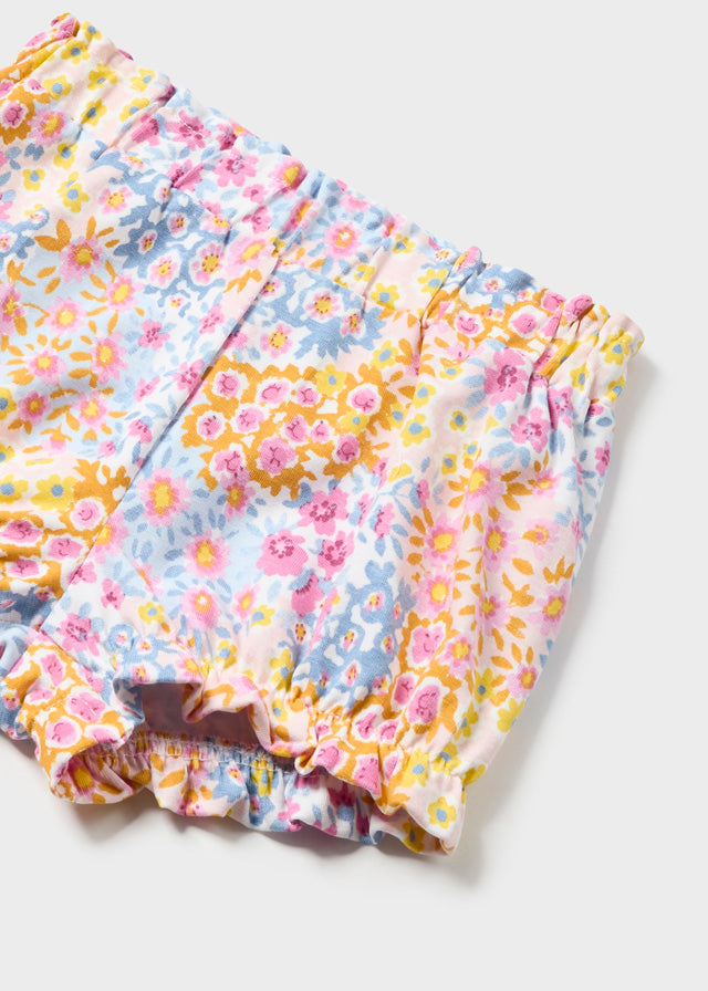 Baby Girl Flower Print Shorts | Dahlia Pink