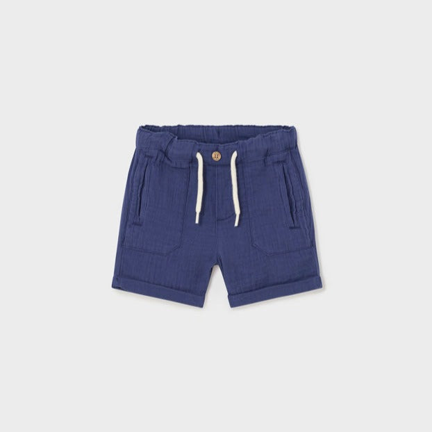 Baby Boy Drawstring Roll Cuff Short | Ink Blue