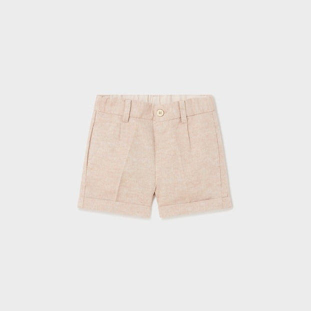 Baby Boy Linen Cuffed Shorts | Coconut
