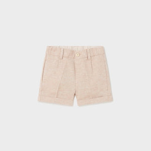 Baby Boy Linen Cuffed Shorts | Coconut