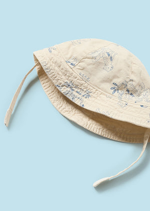Baby Boy Safari Print Bermuda Short with Bucket Hat | Cream