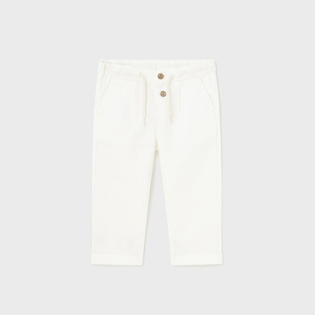 Baby Boy Linen Relaxed Drawstring Pant | White