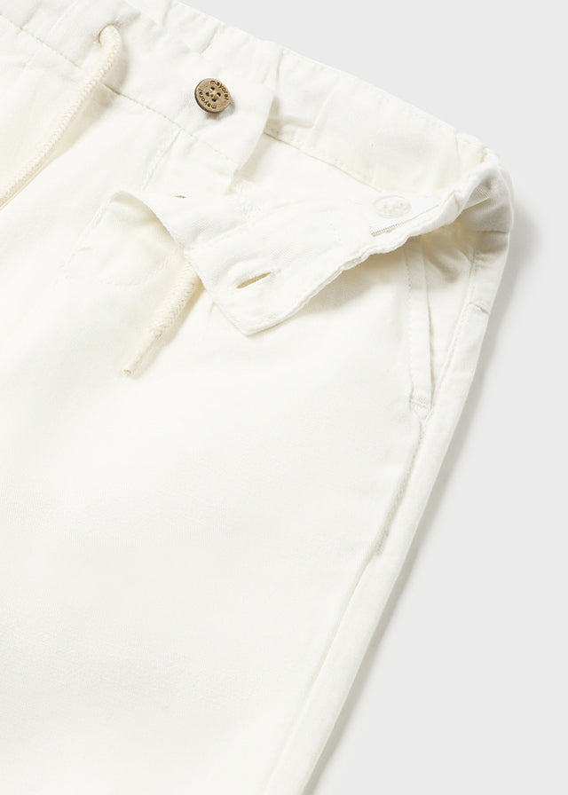 Baby Boy Linen Relaxed Drawstring Pant | White