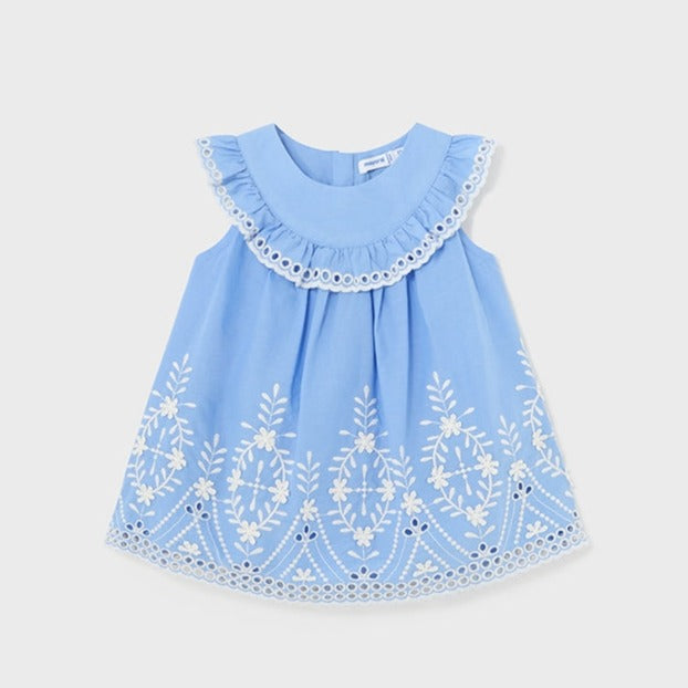 Baby Girl Embroidered Yoke Dress | Indigo