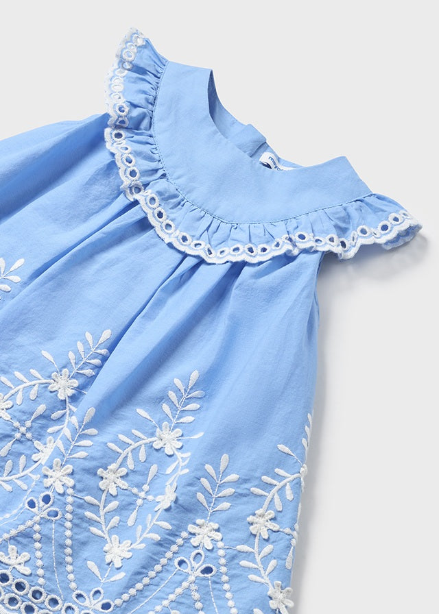 Baby Girl Embroidered Yoke Dress | Indigo