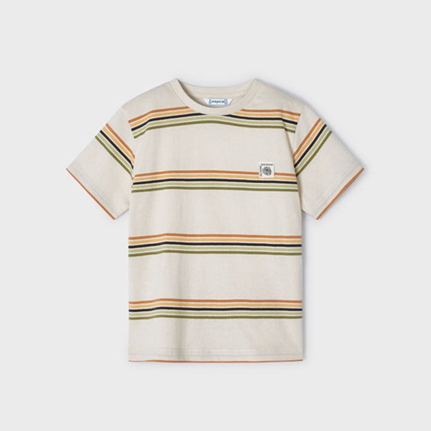 Boys Short Sleeve Stripe T-Shirt | Paprika
