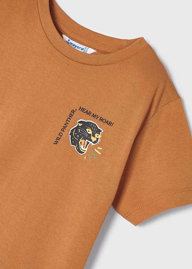 Boys Short Sleeve Panther Graphic T-Shirt | Paprika