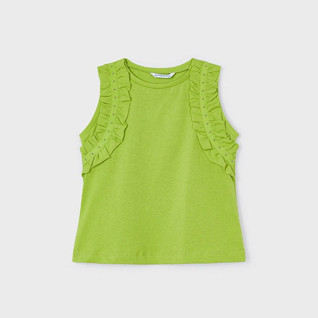 Girls Ruffle Trim Tank | Kiwi