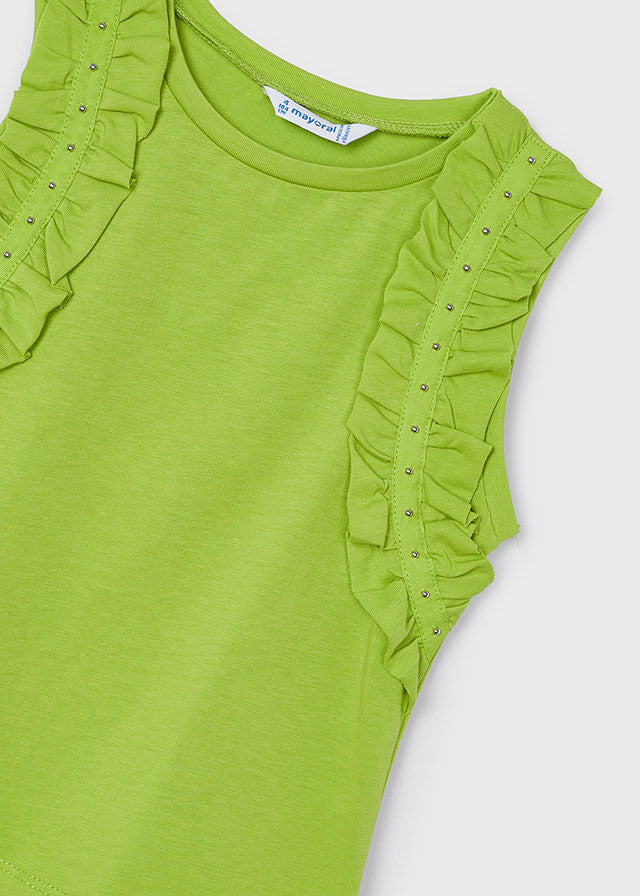 Girls Ruffle Trim Tank | Kiwi