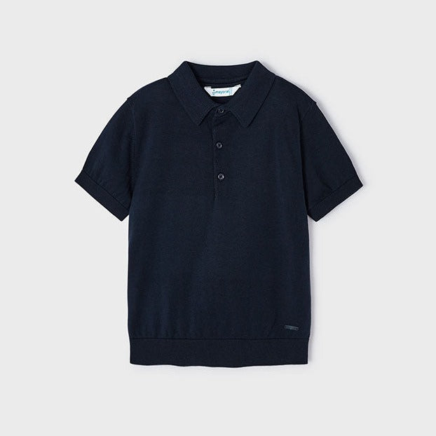 Boys Short Sleeve Knit Polo Shirt | Navy