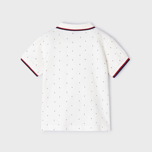 Boys Short Sleeve Print Polo Shirt | Cream