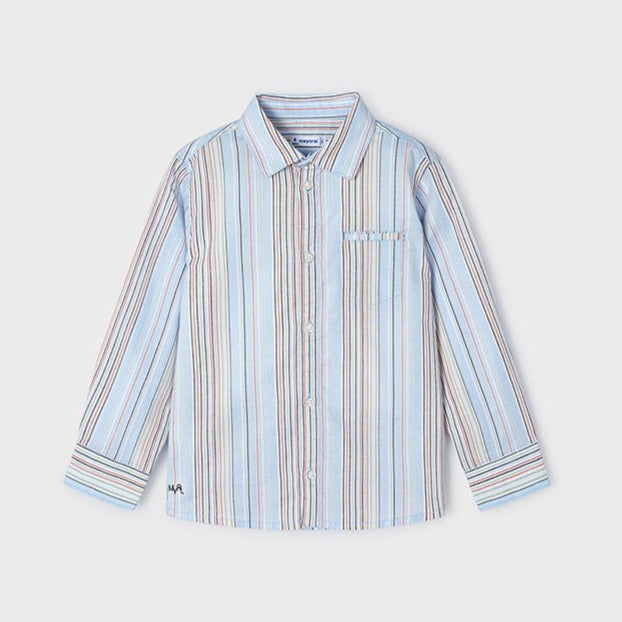 Boys Long Sleeve Striped Oxford Shirt | Sky Blue