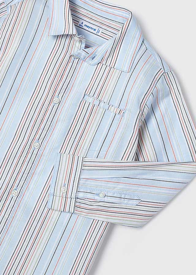 Boys Long Sleeve Striped Oxford Shirt | Sky Blue