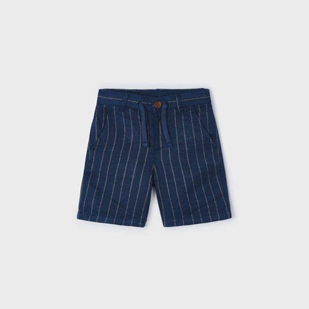 Boys Striped Linen Short | Indigo