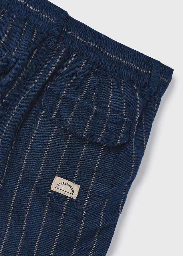 Boys Striped Linen Short | Indigo