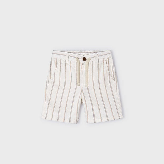 Boys Striped Linen Short | Milk