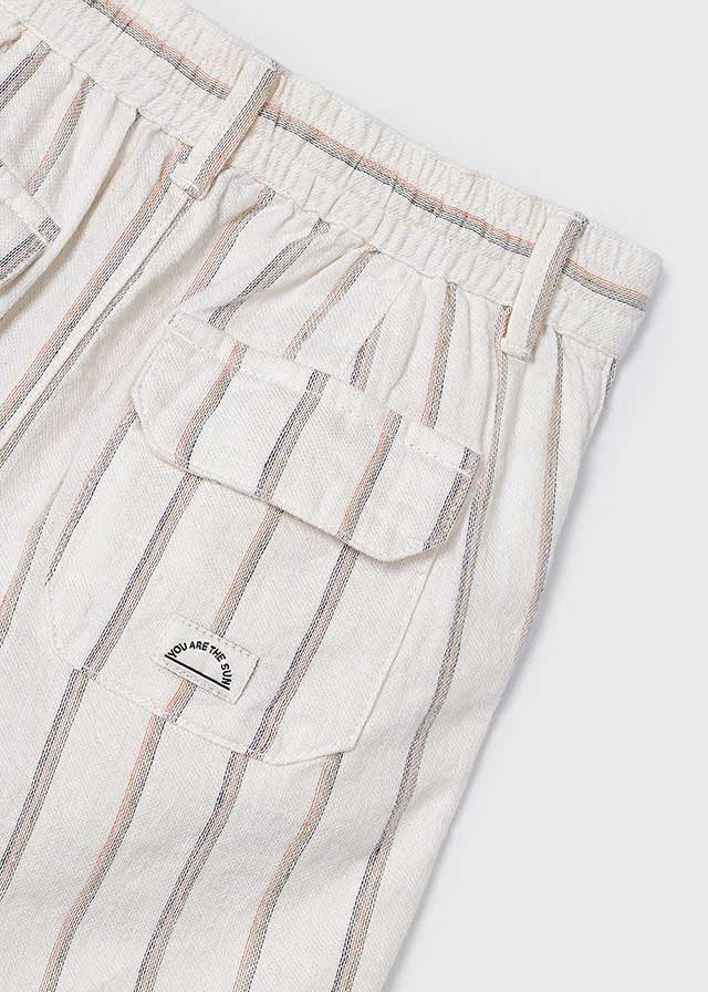 Boys Striped Linen Short | Milk