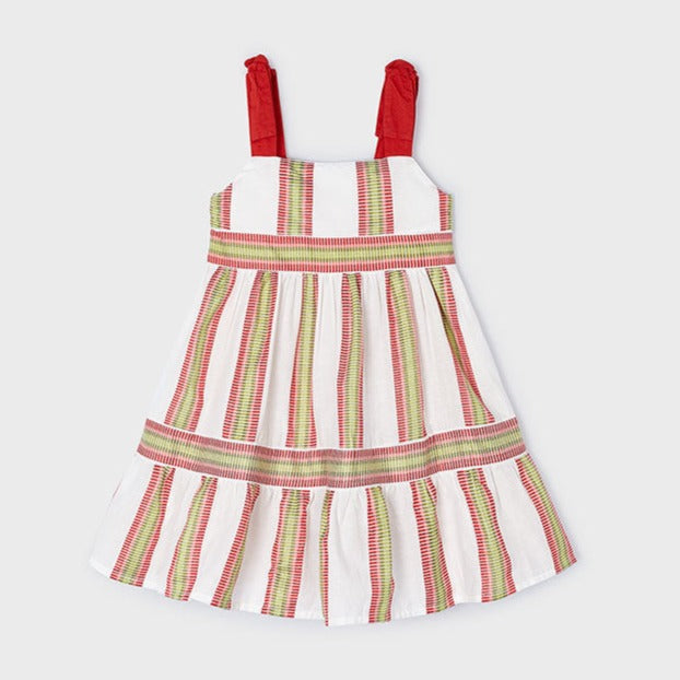 Girls Ribbon Shoulder Striped Dress | Granadine
