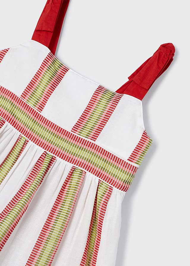 Girls Ribbon Shoulder Striped Dress | Granadine