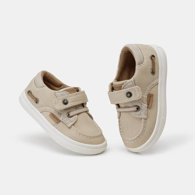 Boys Velcro Boat Shoes | Natural