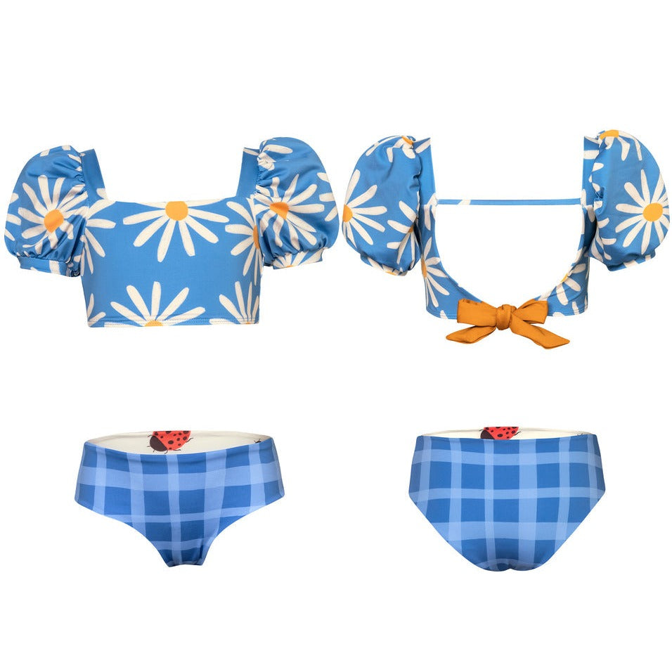 Girls Bubble Bikini Swimsuit | Daisy Bug Azul