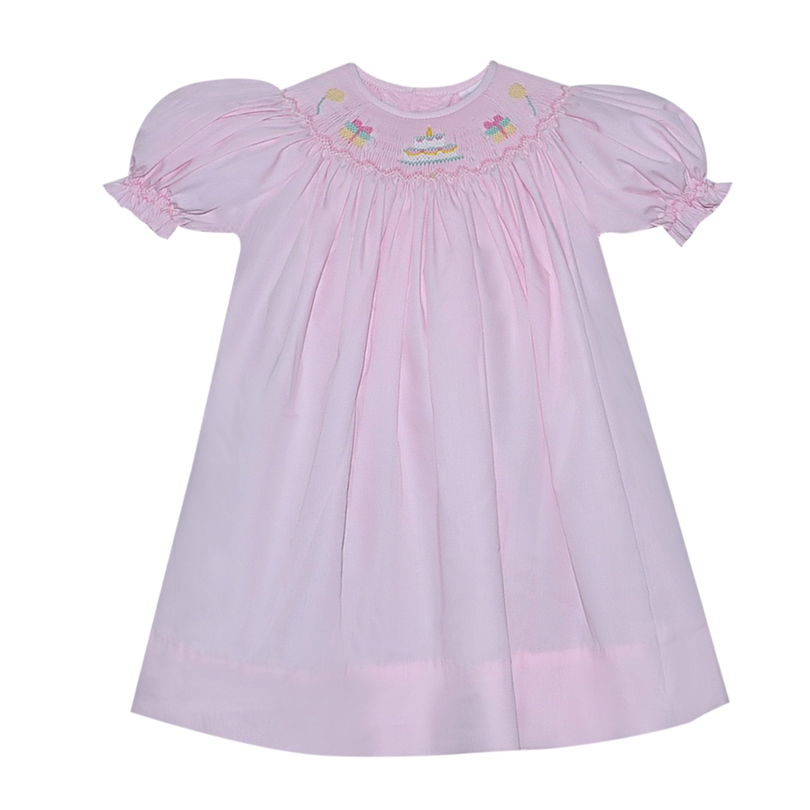 Pink Georgette Bishop Smocked Dress | Birthday