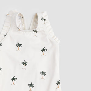 Palm Trees One-Piece Swimsuit | Cream