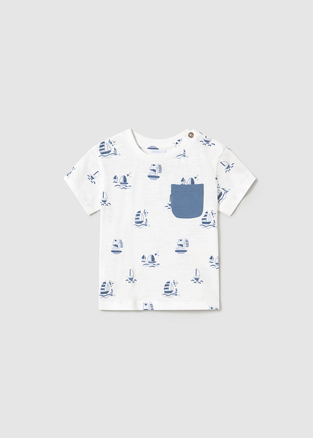 Short Sleeve Sailboat Print T-Shirt | Capri Blue