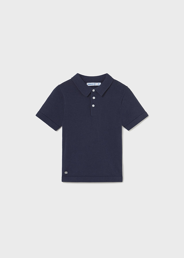 Soft Knit Short Sleeve Polo Shirt | Navy