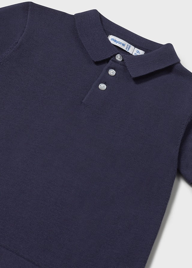 Soft Knit Short Sleeve Polo Shirt | Navy