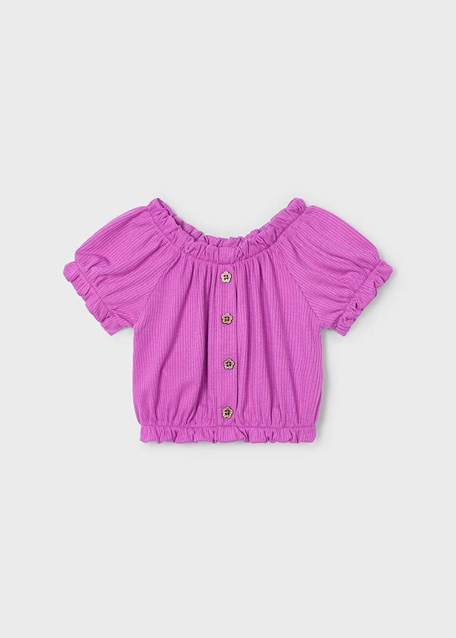 Ribbed Peasant Top | Orchid