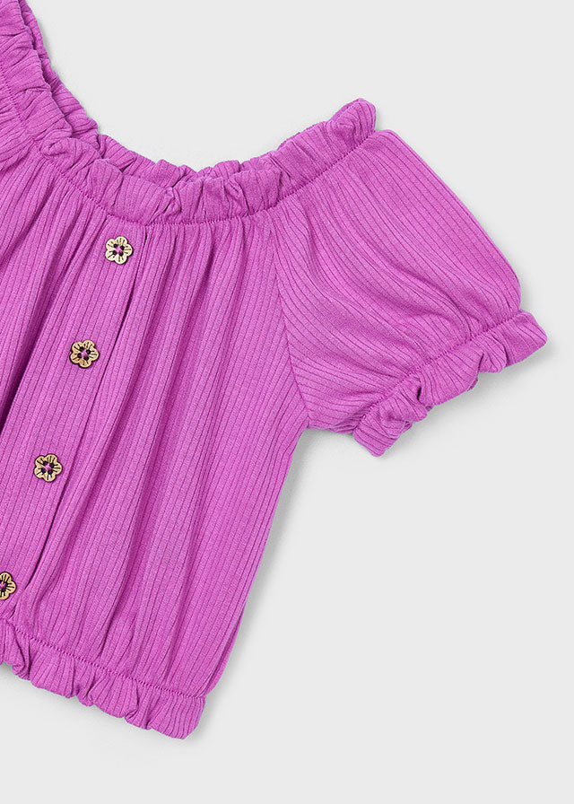 Ribbed Peasant Top | Orchid