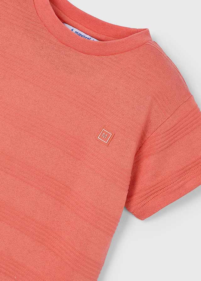 Jacquard Ribbed Tee | Dark Peach