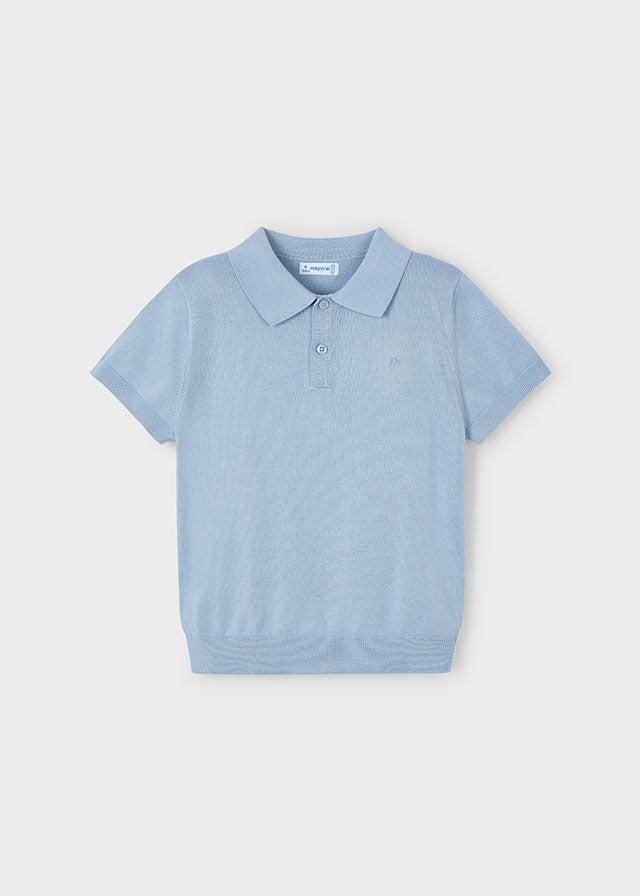 Soft Knit Short Sleeve Polo Shirt | Pearl Blue
