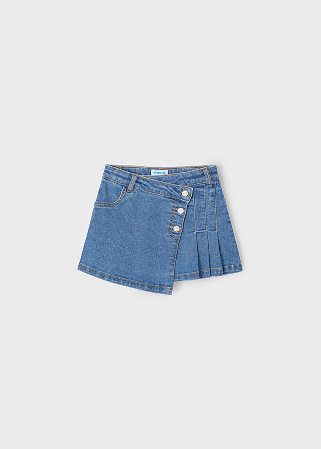 Pleated Denim Skirt