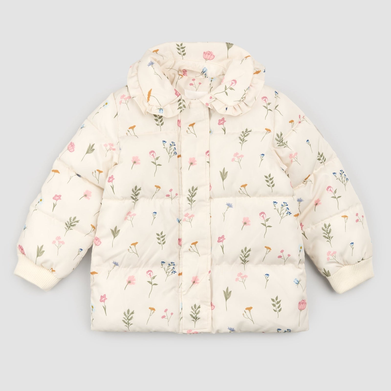 Girls Puffer Jacket | Pressed Florals on Birch